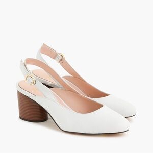 J. Crew White Slingback Block Heels